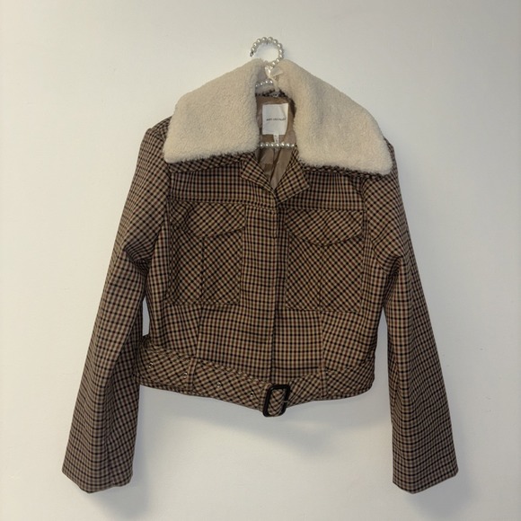 Avec Les Filles Sz XL Coat Jacket Faux Fur Teddy Sherpa Button Buckle Houndstoot - Picture 2 of 9